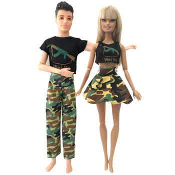 

NK 2 Pcs /Set Doll Dress Camouflage Imitation CS Military Dress Soldier Clothes For Barbie Doll Accessories For Ken Doll 01D 8X
