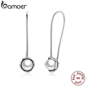

BAMOER New arrival Summer Collection 925 Sterling Silver with Pearl for Women High Quality Drop Earrings Jewelry PAS469