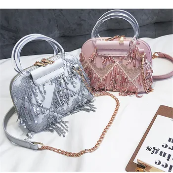 

Ladies Sequins Crossbody Bags For Women Small Shoulder Messenger Bag Special tassel Design Female Travel party Handbags