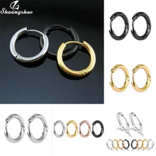 女性男性ファッション小フープイヤリングラウンド耳リングミニパンクジュエリー複数ステンレス鋼の耳のカフ単純なフープギフト(China)