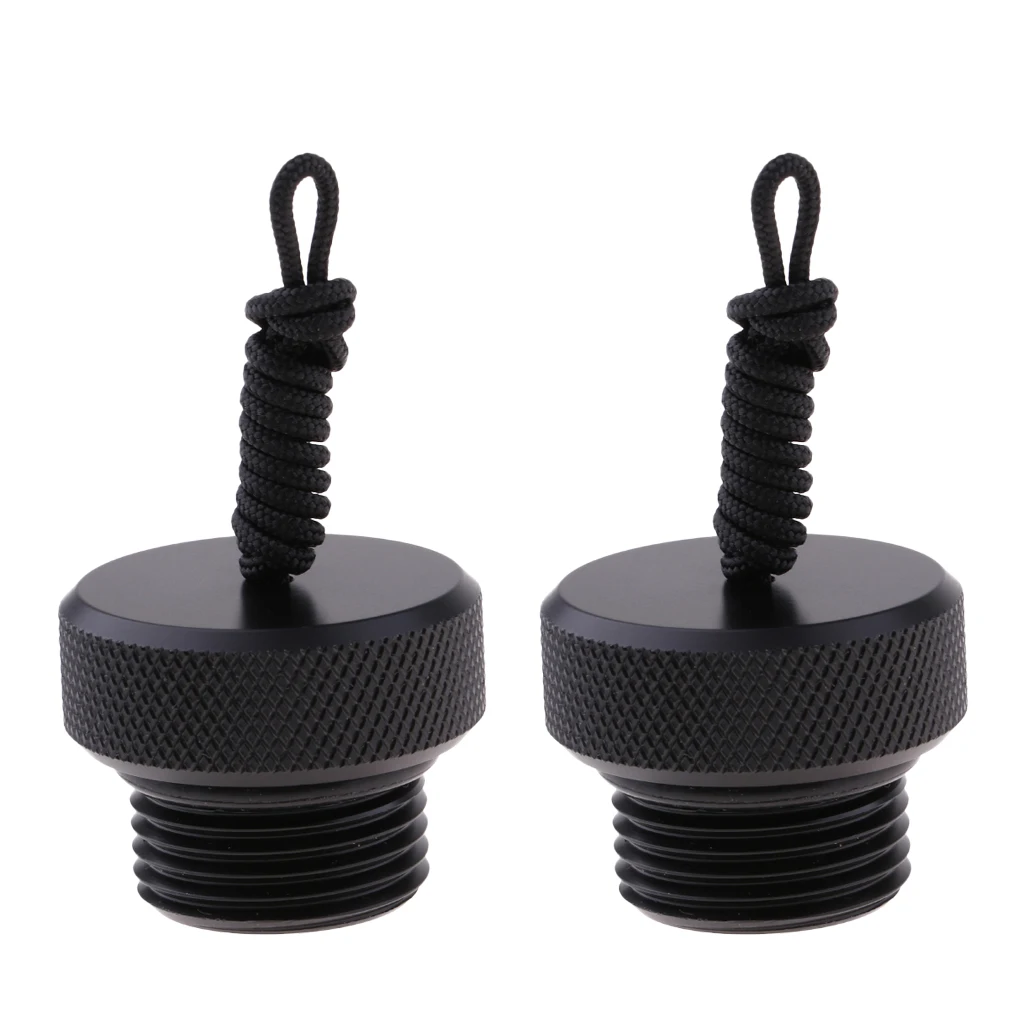 2pcs Scuba Diving Male DIN Tank Valve Dust Cap Threaded Plug Black
