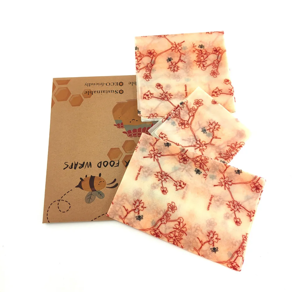 Beeswax Food Wrap Пищевая обертка из пчелиного воска 3 упаковки Экологичная многоразовая пищевая обертка s, 1 маленькая, 1 средняя, 1 большая устойчивая, моющаяся - Цвет: Beeswax Food Wrap