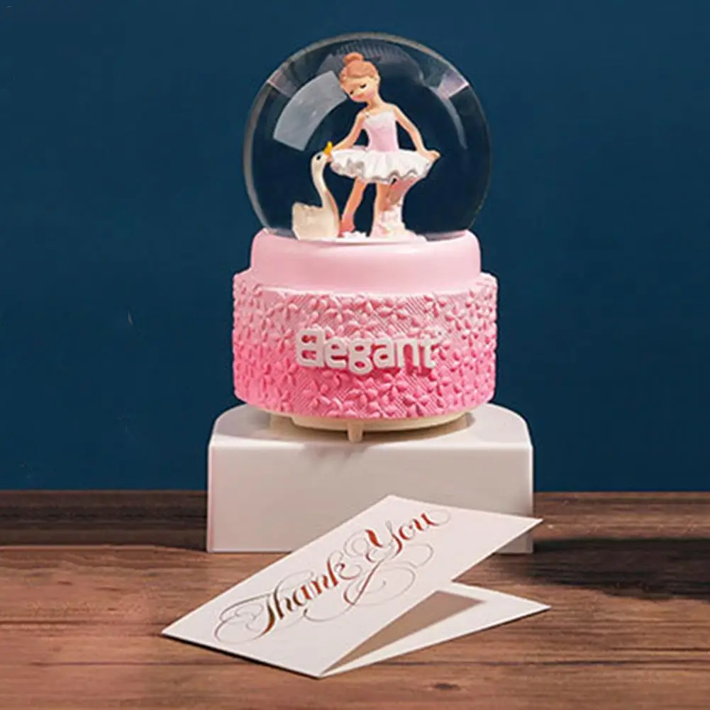Инновационные INS Girl Dream балет сердце розовый снег, фонарики музыкальная шкатулка в виде хрустального шара Студенческая пара Подарочная Музыкальная Коробка украшения