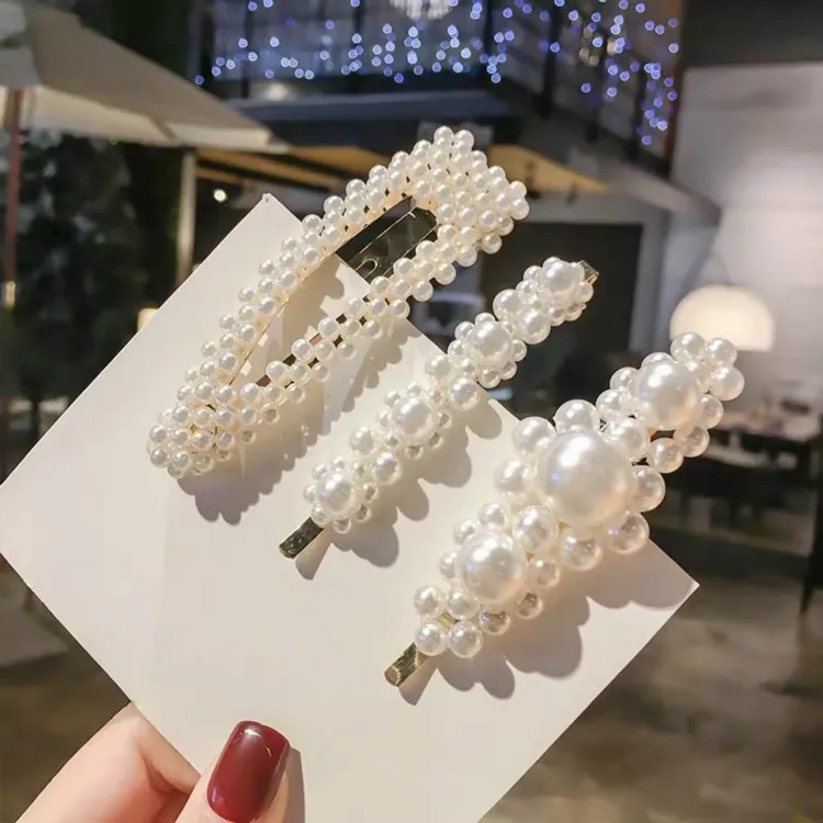E1580-3PCS 3/4/5 шт Ins/модные женские туфли для девочек элегантные жемчужные заколки для волос милые Головные уборы шпильки с орнаментом заколка для волос; повязка для волос; аксессуары - Цвет: E1580-3PCS
