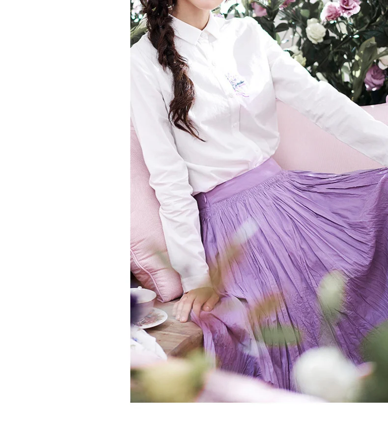 INMAN Женская Осенняя Цветочная хлопковая вышитая рубашка с длинными рукавами