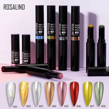 

ROSALIND Nail Glitter Magical Mirror Pen For Manicure Sequins for nails need Gel polish Top base coat nails art accessories