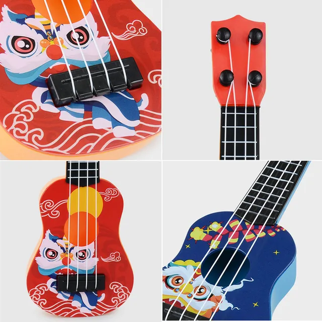 Mini Guitar 4 Strings Classical Ukulele Guitar Musical Instruments Children Beginners Training Exercises Small Guitar Kids Toy 6