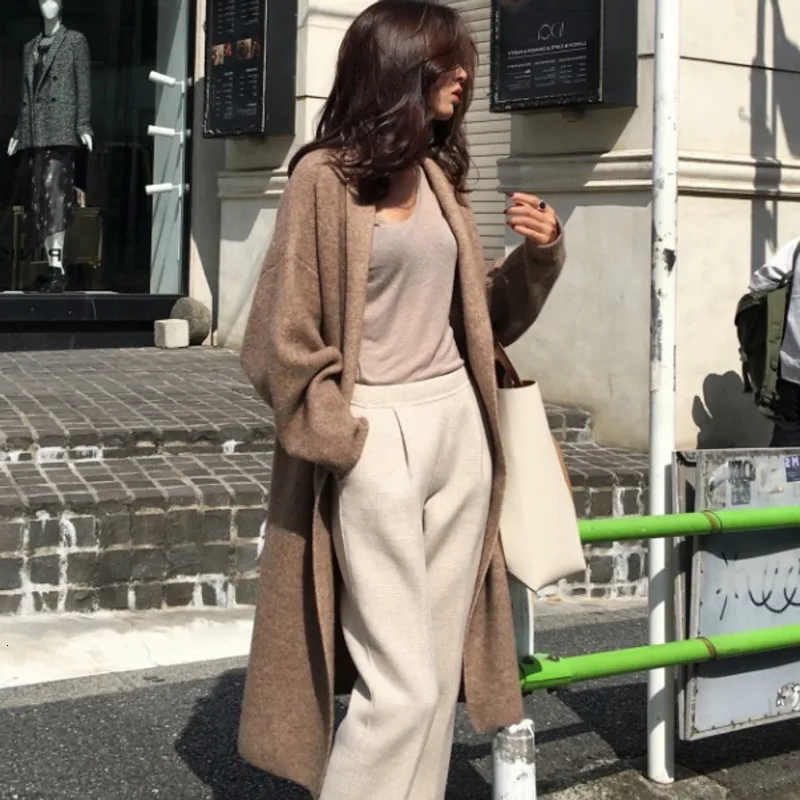 [EWQ] толстый теплый кардиган с длинным рукавом, свитер размера плюс, Женское шерстяное пальто, корейский стиль, Женское шерстяное пальто, осень, новинка QL210