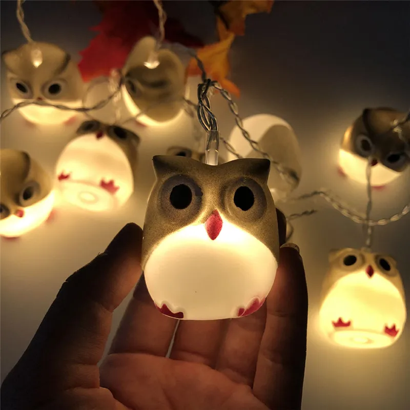 1.65M 10 Leds Owl LED String Lights For Garland Party Wedding Birthday Festival Party Decoration Fairy AA Battery Operated
