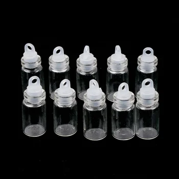 

10pcs 1ML Small Empty Clear Glass Wishing Bottle Drifting Bottles Vials Container Jar With Plastic Cap