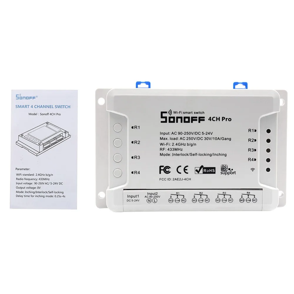 SONOFF 4CH Pro R2 ITEAD RF 433MHz 4 банды умный дом Wi-Fi коммутационные модули