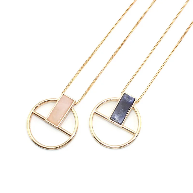 Прямоугольная женская подвеска из натурального синего камня | Украшения и