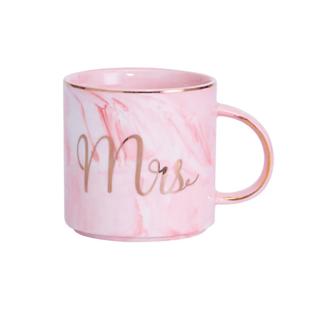 Pink Керамическая s чашка на двоих 3 цвета молоко мистер и Mrs. Кофейная декоративная кружка современный подарок Европейский стиль Питьевая керамическая чашка - Цвет: Pink