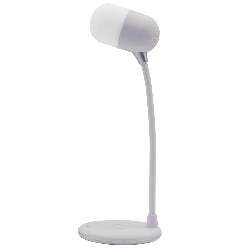 Белый 3 в 1 Gooseneck Bluetooth динамик диммер портативный USB питание Книга настольная лампа Регулируемая Беспроводная зарядка Led Музыка - Цвет корпуса: Белый
