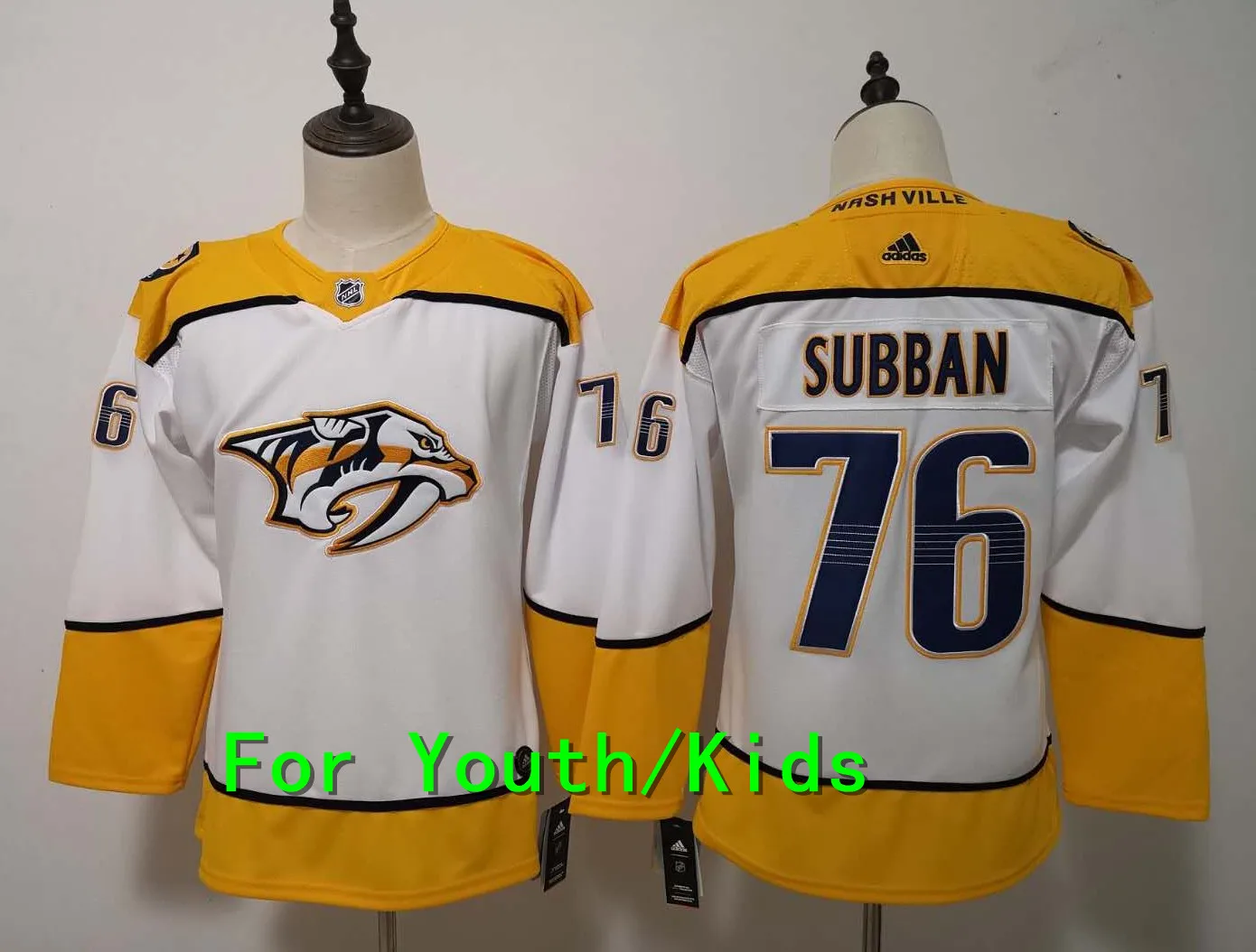 Молодежная вышивка прошитая Nashville#76 PK Subban 35 Pekka Rinne 9 Filip Forsberg 59 Roman Josi 92 Ryan Johansen детская футболка - Цвет: 2