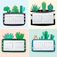 Наклейки с двойным открытым выключателем, Ночной светильник, стерео, мягкий, Silcone, ПВХ, переключатель суккулента, защитный чехол, наклейки на стену, запатентованные