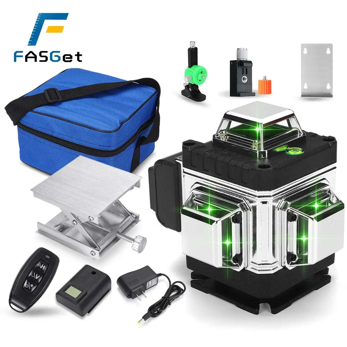 

16 Lines 4D Laser Level, Green Laser Line, Self Leveling, Horizontal Lines &360 Degree Vertical Cross with Battery for Outdoor