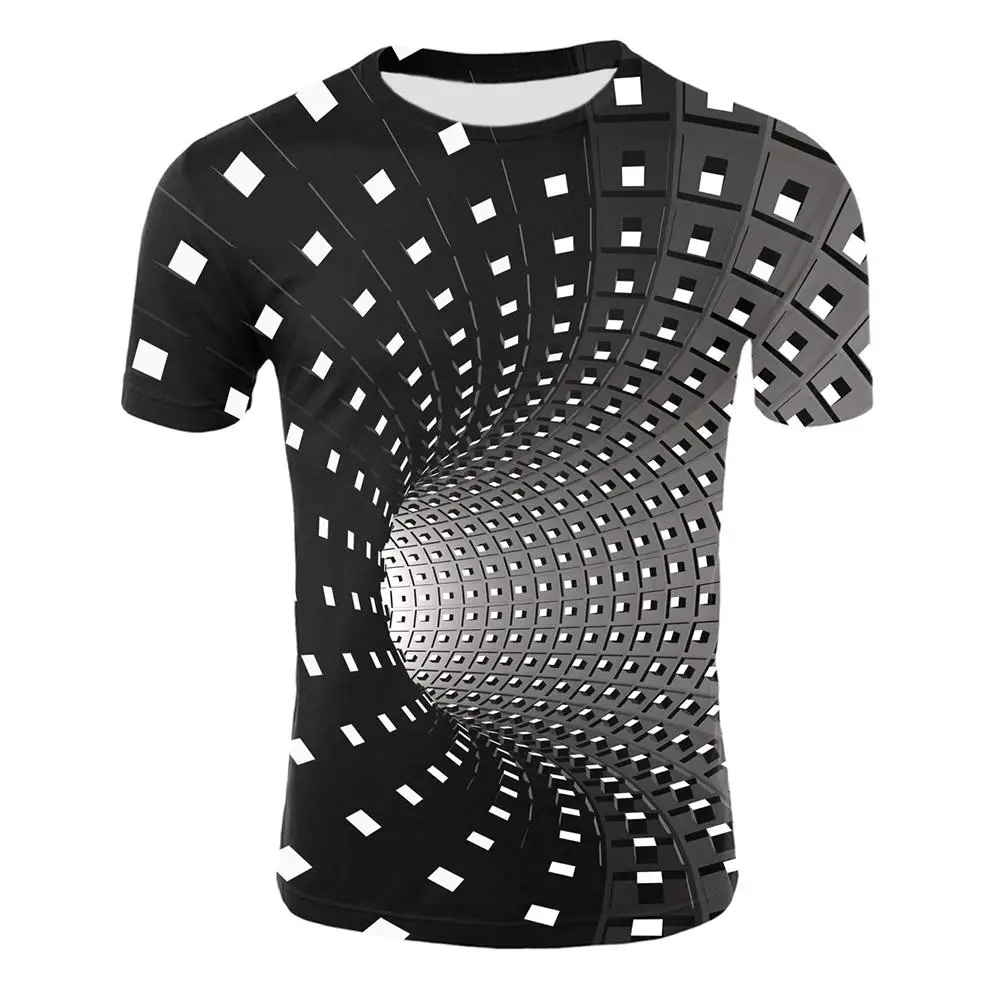 

Unisex Unique Personality 3D Hypnotic Vortex Print Short Sleeves Round Neck T-Shirt Summer Tee Top