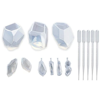 

Silicone Molds For Resin 9Pcs Resin Molds Crystal Stone Shape Resin Jewelry Molds Jewelry Casting Molds For Jewelry Necklace/Can