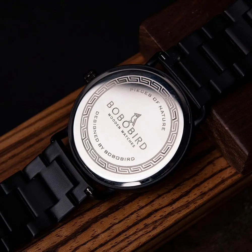 relogio masculino BOBO BIRD Quartz Male Zebra Wooden Wrist Watches Simple Design Timepiece Paper Gift Box Do Custom Dropshipping 5