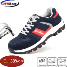 Dewbest/дышащая мужская обувь; ботинки со стальным носком; Безопасная рабочая обувь с защитой от проколов; уличные ботинки; Мужская безопасная обувь; неубиваемая обувь