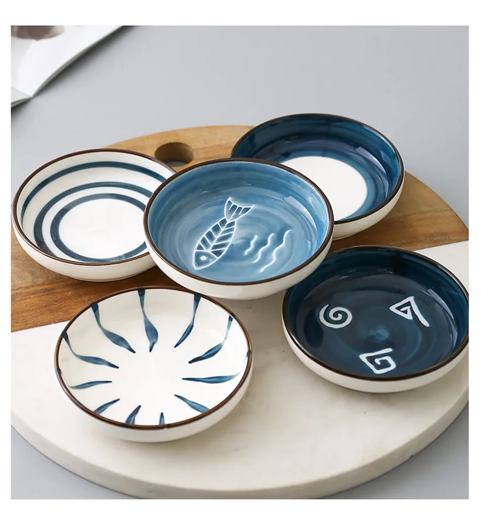 Kitchen Ceramic Dish Assorted Seasoning Mini Plate Dipping Sauce Vinegar Bowl Japanese Creative Tableware Home Dish Dinner Plate