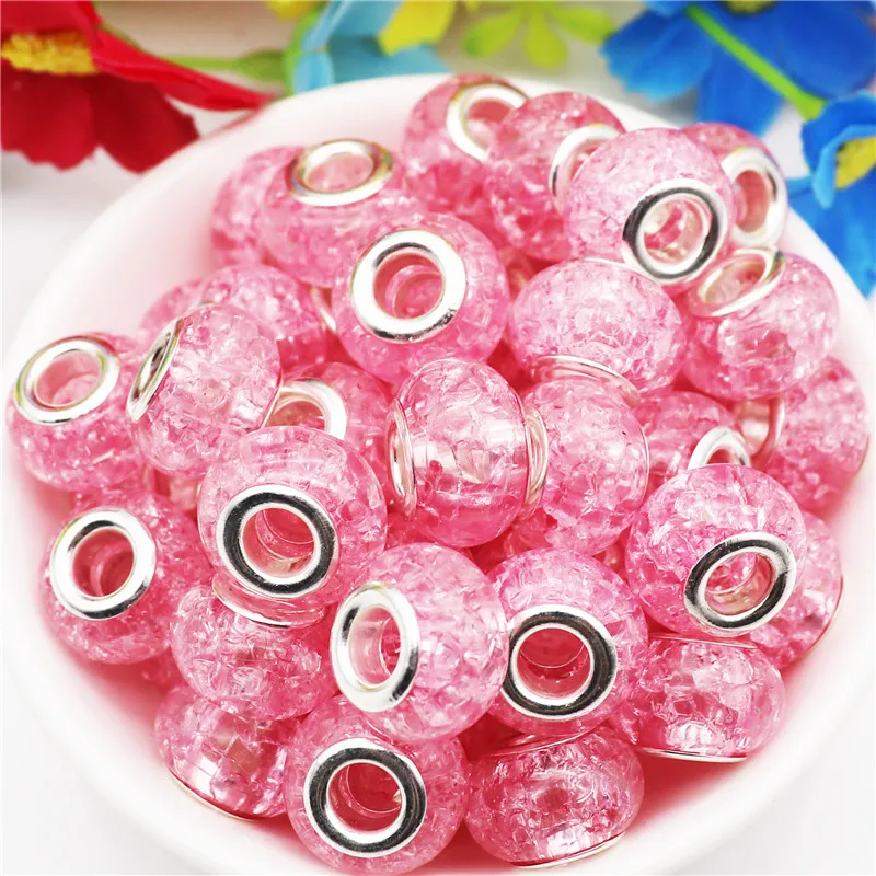 

10Pcs Round Loose Plastic Resin for Jewelry Making 5mm Big Large Hole Beads Spacer Fit Pandora Bracelet Women Chain Necklace DIY