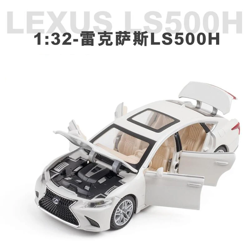 1:32 Simulation Lexus LS500h Alloy Diecast Metal Car Model 6 Open Sound And Light Pull Back Toy Cars For Children's