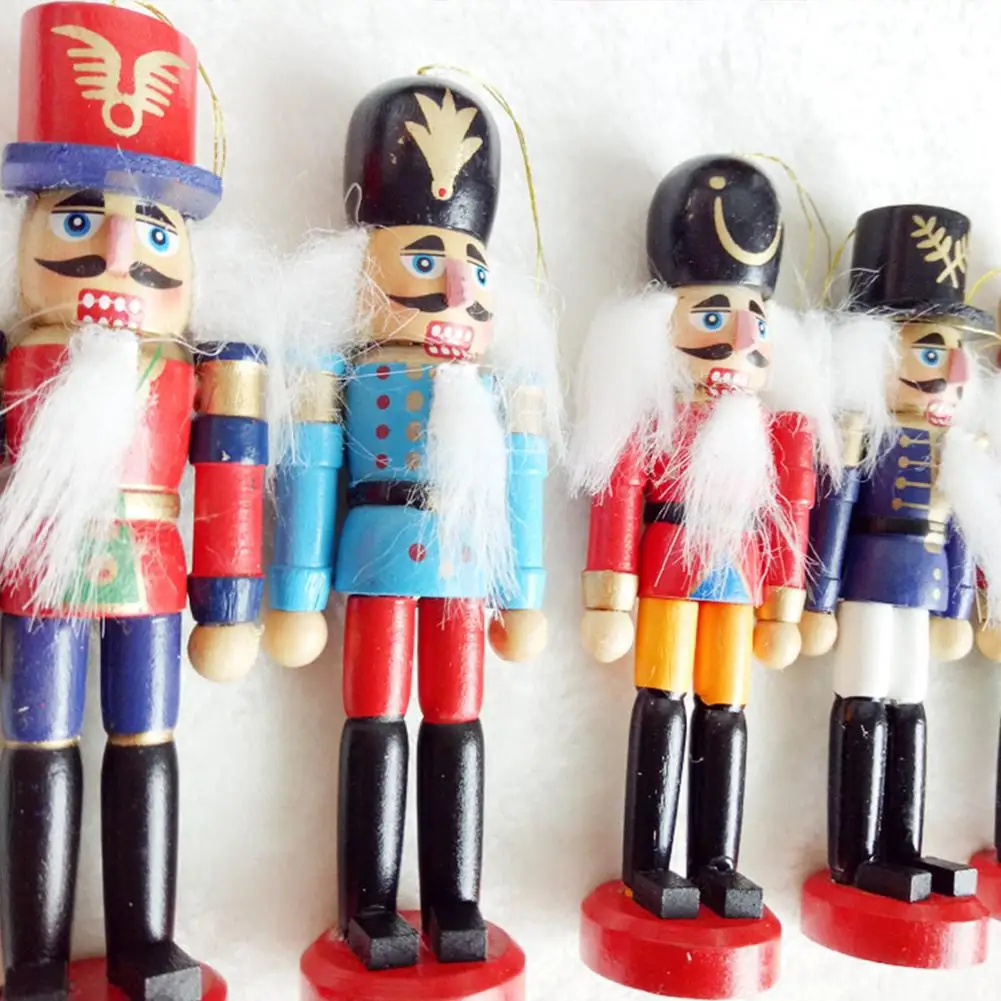 

6PCS/Set Christmas Decorations Nutcracker Wooden Soldier Puppet Grinding Tin Toy Decorative Pendant Christmas Ornaments 12CM