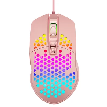 

7 Button Wired Gaming Mouse Smooth Glide Optical Sensor Ergonomic Lightweight Home Office USB 4000 DPI RGB LED Honeycomb Shell
