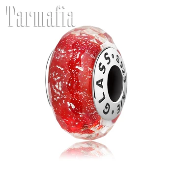 

DIY Gift 925 Sterling Silver fine sparkling Red Murano Glass Beads Jewelry making Fit Original Women Women Charms Bracelet