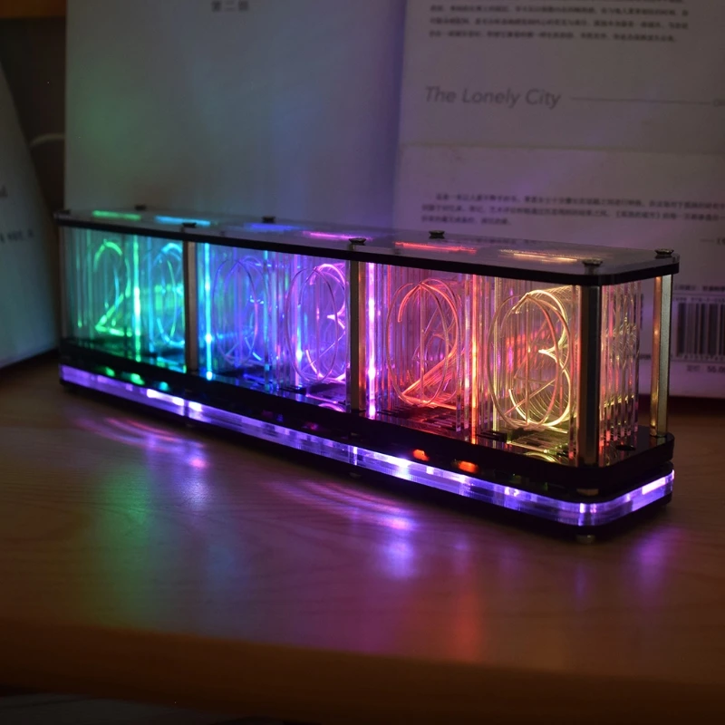 2021 New Imitate Full Color RGB Glow Tube Clock LED Music Spectrum DIY Kits Decor Gift