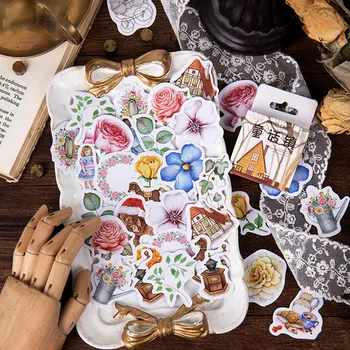 

46PCS Cute Fairytale Town Stickers Adhesive Sticker Kawaii Cartoon Flowers Clock Decor Stationery For Kid Scrapbooking Supplies