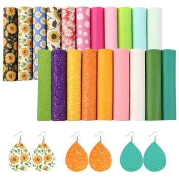 

20pcs 15*21cm A5 Flowers Daisy Series Printed Faux Leather Fabric for Bows Earing Leather Sheets DIY Handmade Materials,1Yc11399