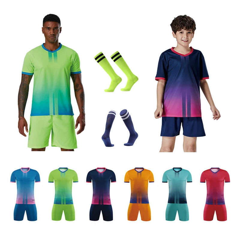 Kinder Fußball Kit Trikot Set Kurzarm Jungen Sport Jersey Kit+Socken  3-14Y 