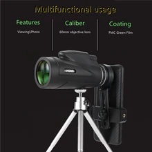 Мощный монокулярный телескоп 50*60, Карманный телескоп с держателем смартфона, подходит для пеших прогулок, кемпинга, туризма Мощный монокулярный телескоп 50*60, Карманный телескоп с держателем смартфона, подходит для пеших прогулок, кемпинга, туризма