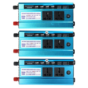 

3000W Inverter DC 12V 24V 48V To AC 220V Power Voltage Convertor Transformer Solar Power Inverter Double LCD Display 4USB