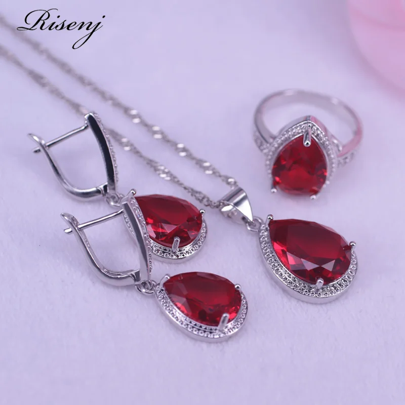 Lucky Color s ювелирное изделие с красными камнями наборы серебряного цвета милые