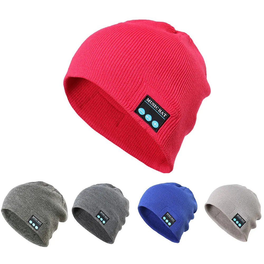 Для мужчин и женщин зимний ребристый трикотажный колпачок Беспроводная Теплая Шапка-бини гарнитура Bluetooth музыкальная Кепка гарнитура Рождественская теплая шапка