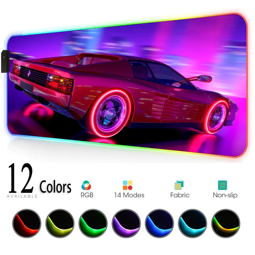 

Retrowave Mouse Pad Led Rgb Mousepad Rgb Mat Setup Gamer Accessories Office Rgb Keyboard Carpet Gaming Led Lights DropShipping