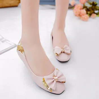 

2020 Summer New Women Shoes Fashion Dress Square Heel Shoes Office Shoes Women Bow-knot Pumps Red