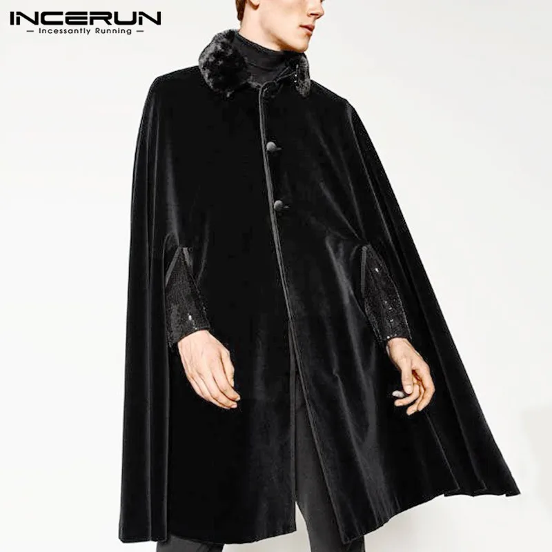 Manto de gabardina para hombre, abrigo cálido de vellón con botones Vintage, ropa de calle, Poncho Chic, chaquetas de Color sólido para hombre, S-5XL, Invierno