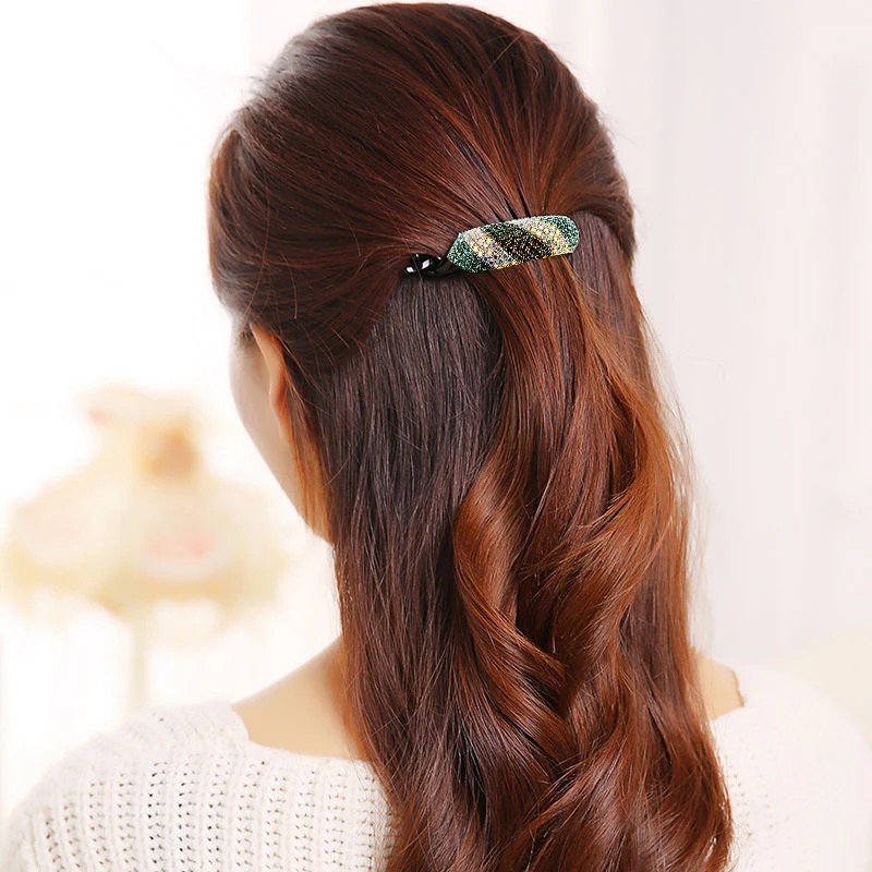 

Women Hair Clip Colorful AB Crystal Banana Barrettes Elegant Hairpin Girls Hair Accessories Casual Moon Hairgrips Claw Clips