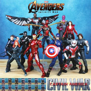 

Marvel Avengers Ironman Iron Spider Man Captain America Falcon Ant Man Black Widow Hawkeye Falcon Thanos Action Figure Toys Doll