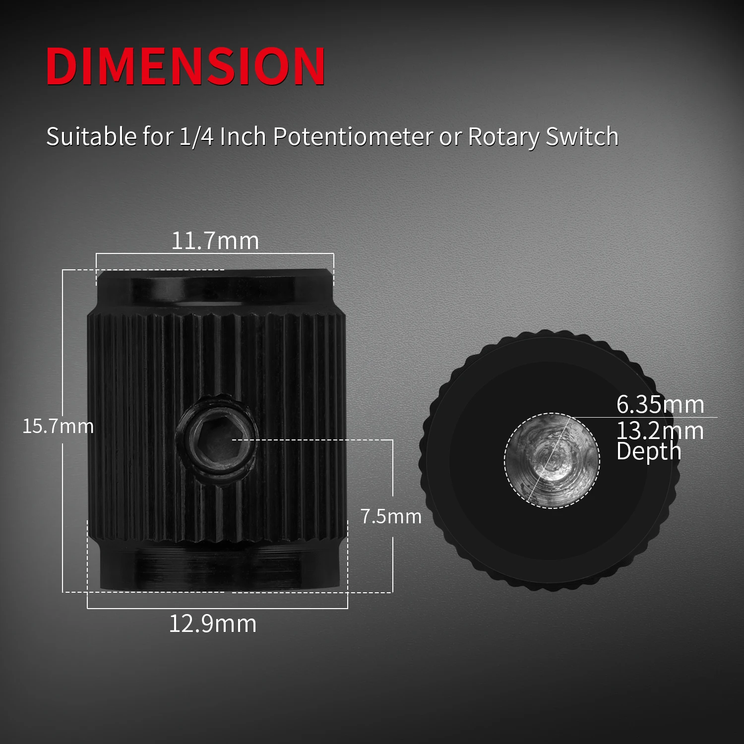 Lot De 10 Boutons Potentiomètre Contrôle Volume Trou Arbre D 6 Mm Pour