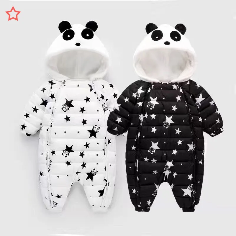 

2017 New Style Children down Jacket Cotton-padded Clothes Infants One-piece Romper BOY'S Girls Baby Winter Panda Climbing Clothe