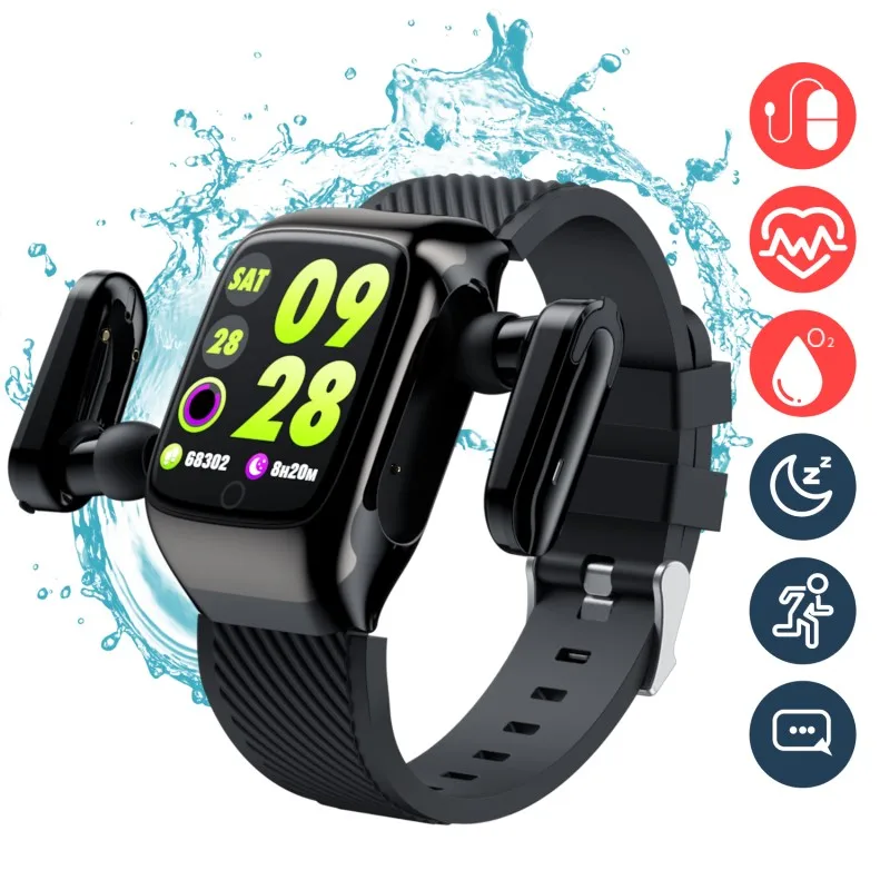 New 2020 Bluetooth Earphones Smart Watch Men With Sports Wireless Headphones Fitness Tracker Smart Watch For Android Ios Xiaomi