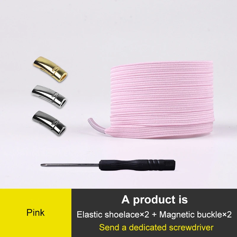 Pink 1 пара, модные магнитные шнурки, эластичные шнурки для обуви, для детей и взрослых, унисекс, плоские кроссовки, шнурки, шнурки для быстрой носки - Цвет: Pink