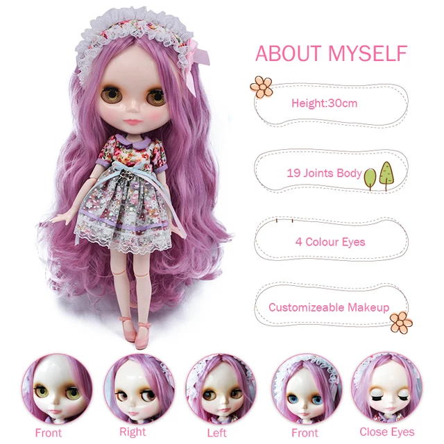 Neo Blyth Doll NBL Customized Shiny Face,1/6 BJD Dolls Ball Jointed Doll Blyth for Girl, Toys for Children Girl 2