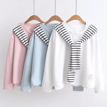 

Women's Korean version of the lazy wind seven-point sleeves low-neck sweater sweater vintage women's short 2019 autumn new